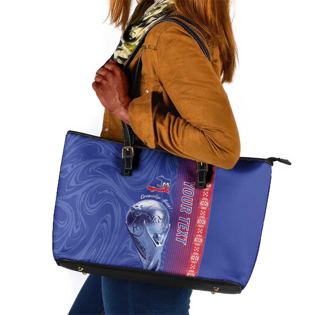 Custom Afro-Haiti Football Leather Tote Bag 2026 Grenadye Alaso Blue Version - African Pride