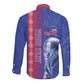 Custom Afro-Haiti Football Long Sleeve Button Shirt 2026 Grenadye Alaso Blue Version - African Pride
