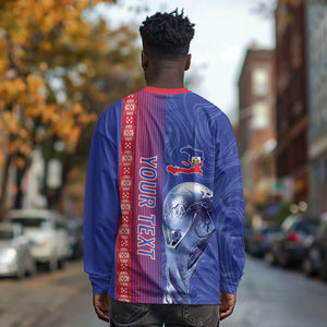Custom Afro-Haiti Football Long Sleeve Shirt 2026 Grenadye Alaso Blue Version - African Pride