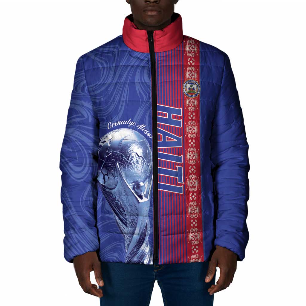 Custom Afro-Haiti Football Padded Jacket 2026 Grenadye Alaso Blue Version - African Pride