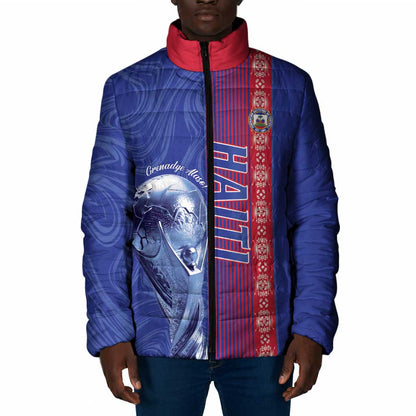 Custom Afro-Haiti Football Padded Jacket 2026 Grenadye Alaso Blue Version - African Pride