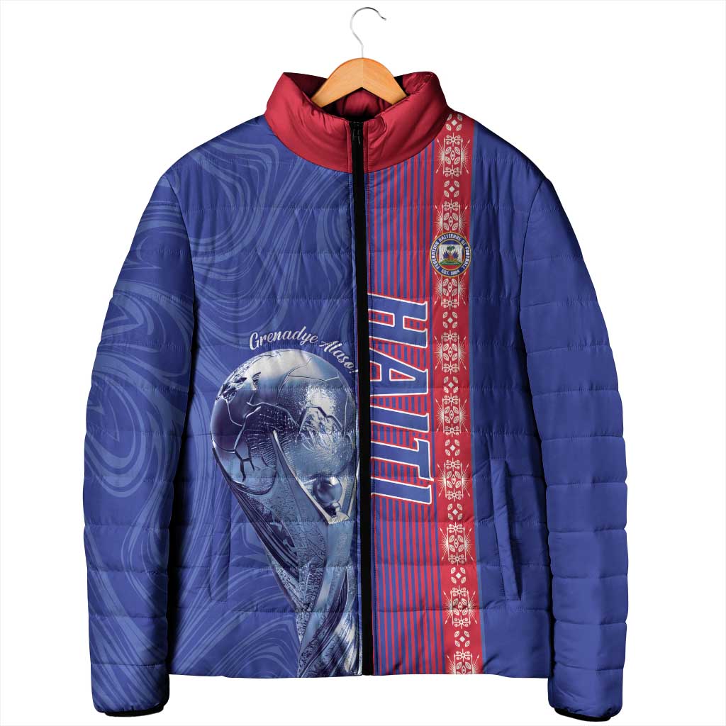 Custom Afro-Haiti Football Padded Jacket 2026 Grenadye Alaso Blue Version - African Pride