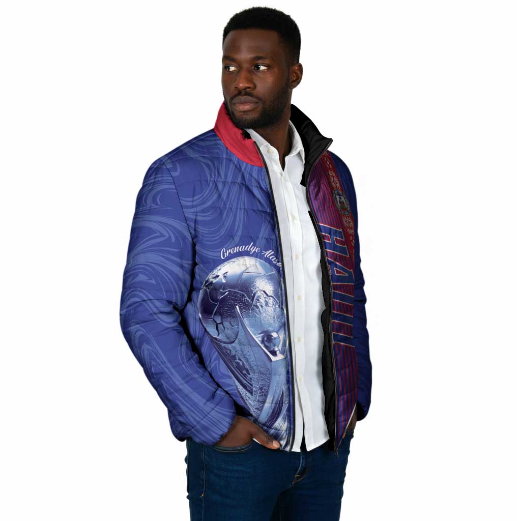 Custom Afro-Haiti Football Padded Jacket 2026 Grenadye Alaso Blue Version - African Pride