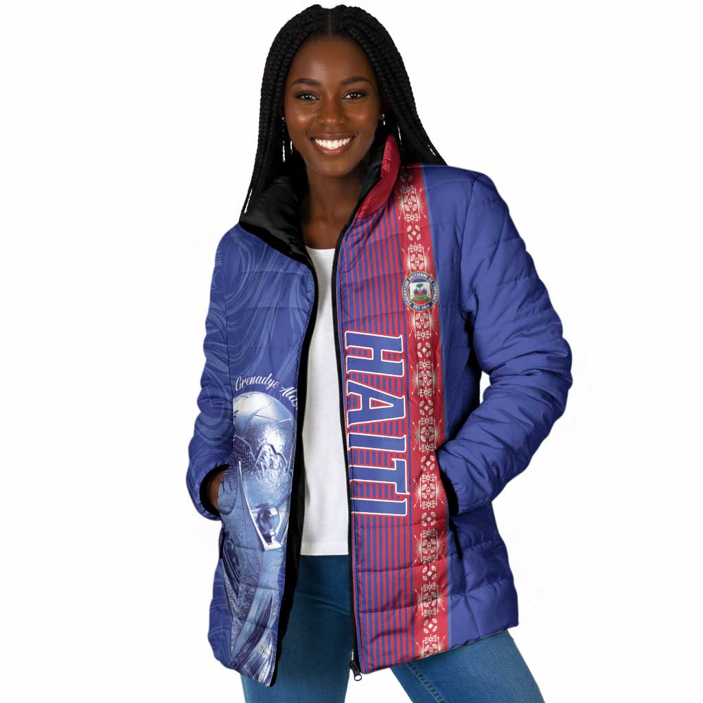 Custom Afro-Haiti Football Padded Jacket 2026 Grenadye Alaso Blue Version - African Pride