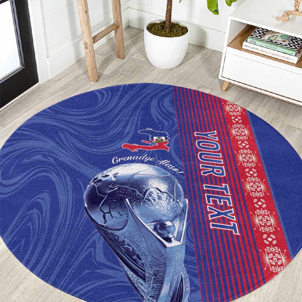 Custom Afro-Haiti Football Round Carpet 2026 Grenadye Alaso Blue Version - African Pride