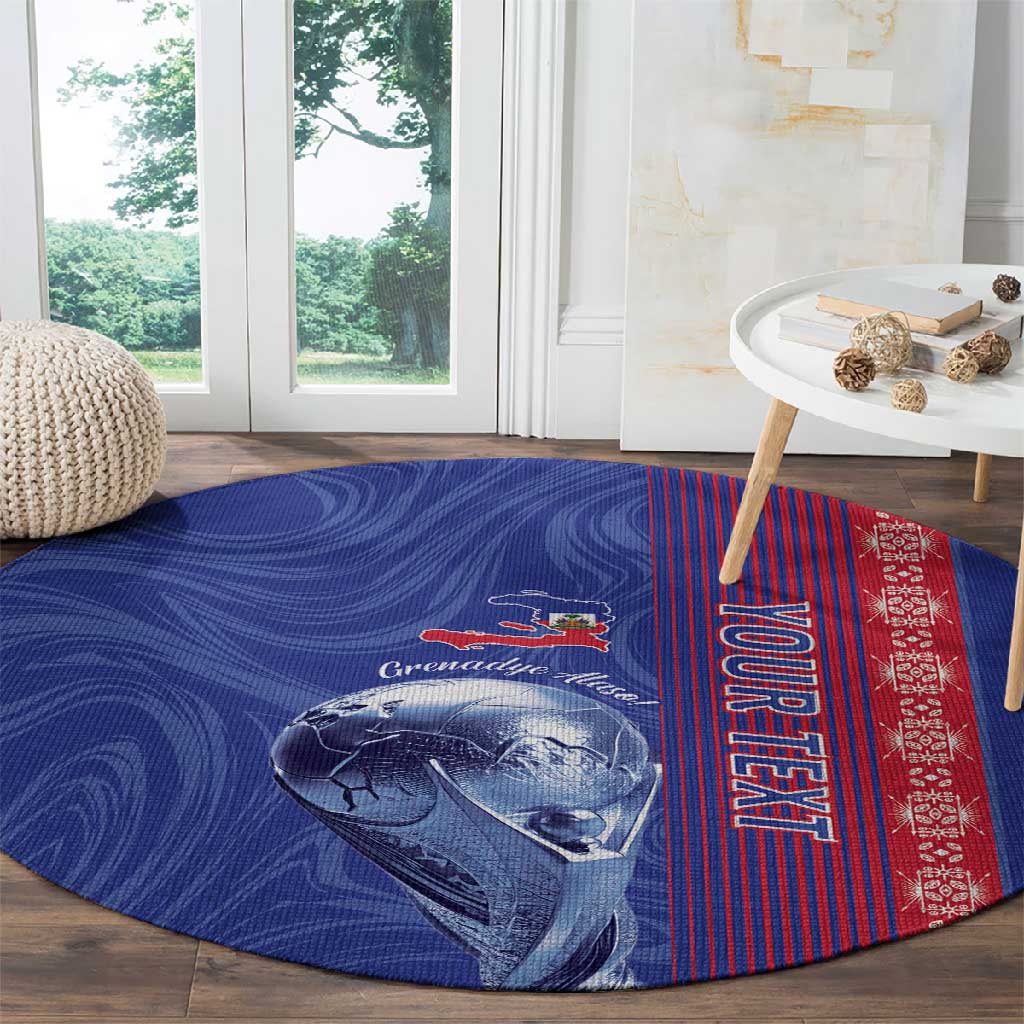 Custom Afro-Haiti Football Round Carpet 2026 Grenadye Alaso Blue Version - African Pride