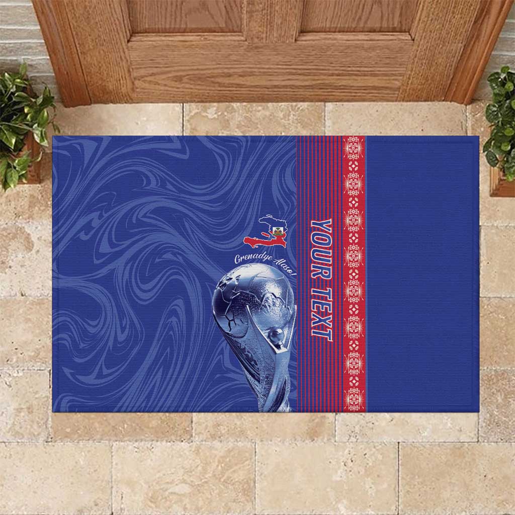 Custom Afro-Haiti Football Rubber Doormat 2026 Grenadye Alaso Blue Version - African Pride