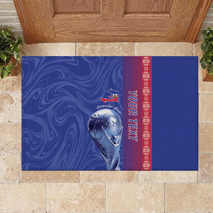 Custom Afro-Haiti Football Rubber Doormat 2026 Grenadye Alaso Blue Version - African Pride