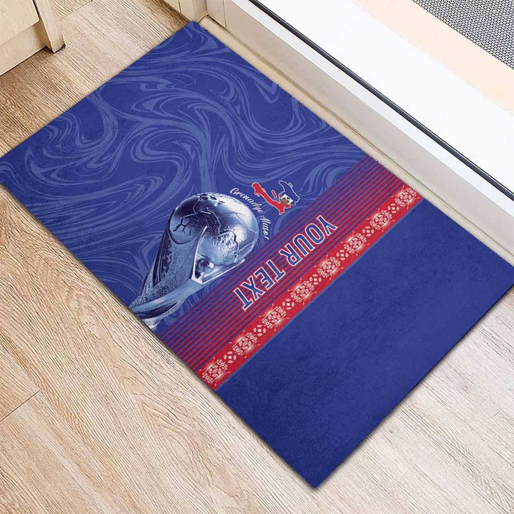 Custom Afro-Haiti Football Rubber Doormat 2026 Grenadye Alaso Blue Version - African Pride
