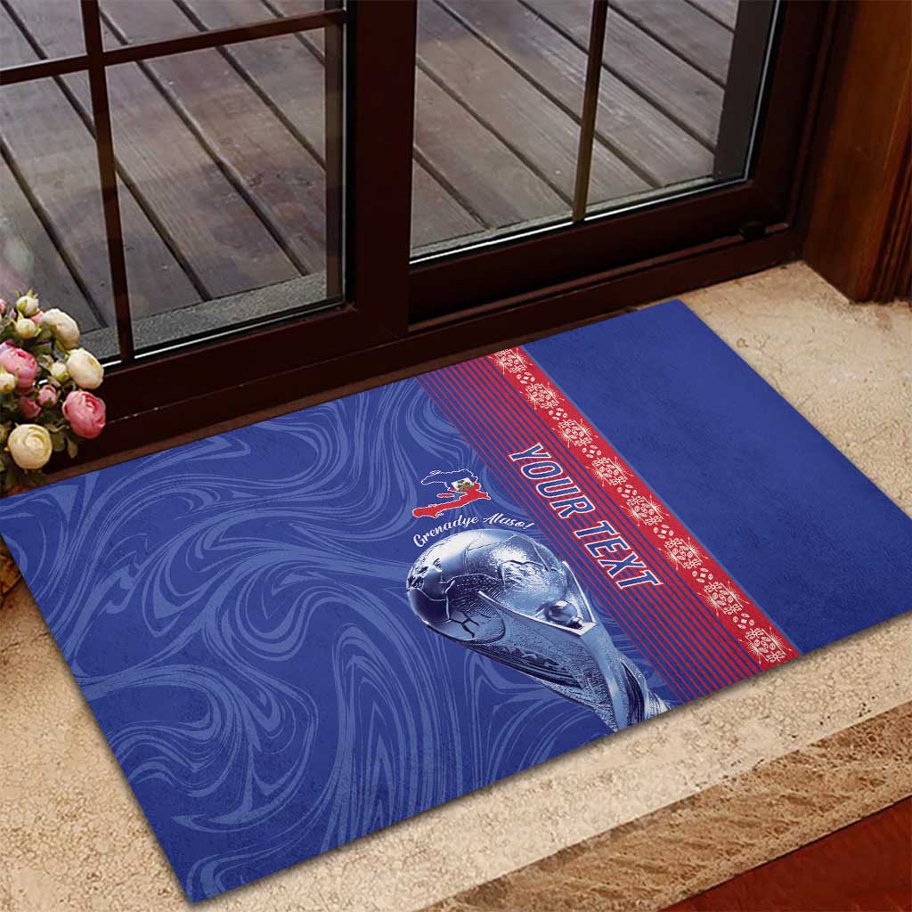 Custom Afro-Haiti Football Rubber Doormat 2026 Grenadye Alaso Blue Version - African Pride