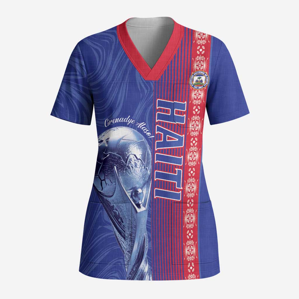 Custom Afro-Haiti Football Scrub Top 2026 Grenadye Alaso Blue Version - African Pride