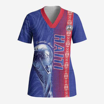 Custom Afro-Haiti Football Scrub Top 2026 Grenadye Alaso Blue Version - African Pride
