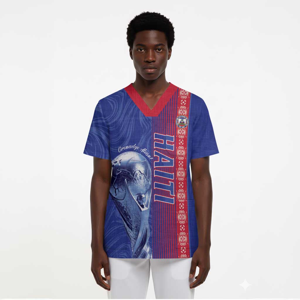 Custom Afro-Haiti Football Scrub Top 2026 Grenadye Alaso Blue Version - African Pride