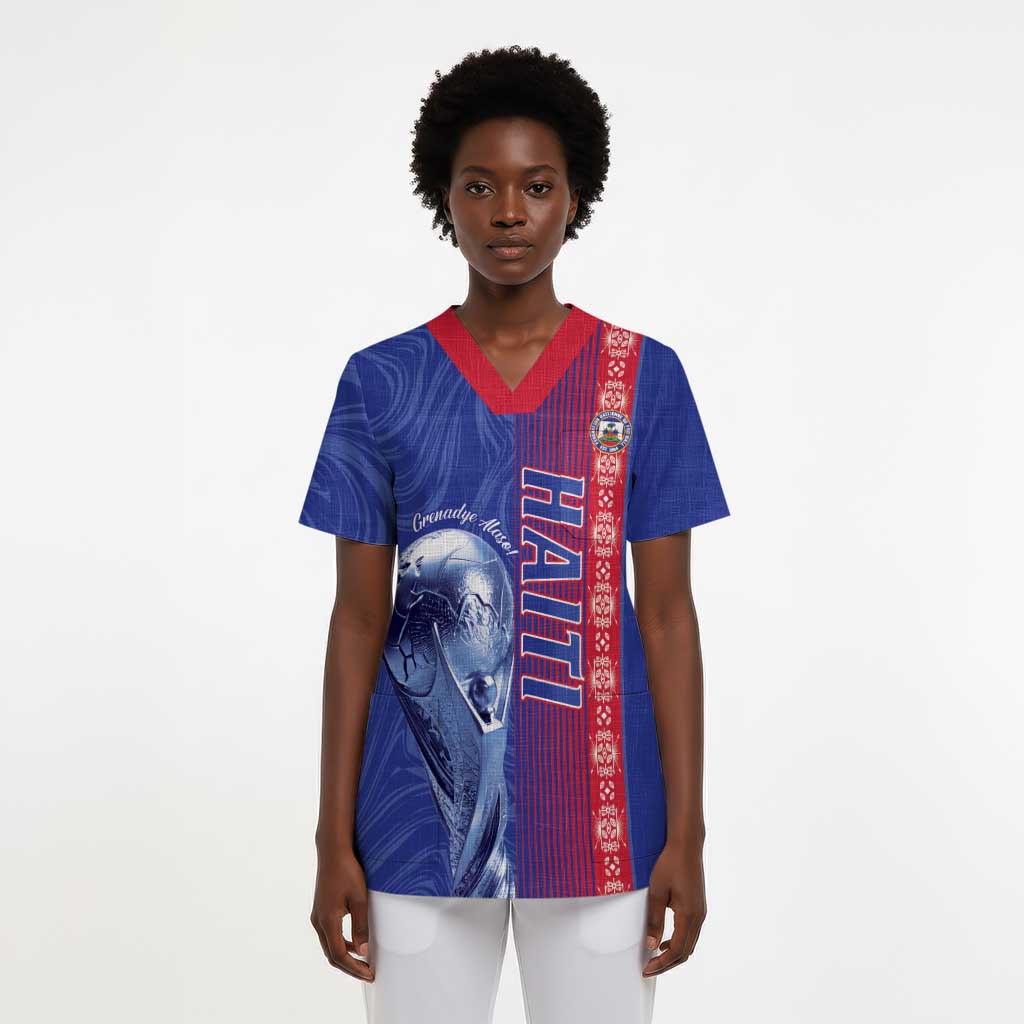 Custom Afro-Haiti Football Scrub Top 2026 Grenadye Alaso Blue Version - African Pride