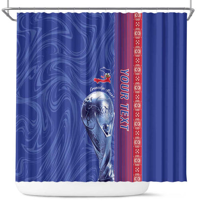 Custom Afro-Haiti Football Shower Curtain 2026 Grenadye Alaso Blue Version - African Pride