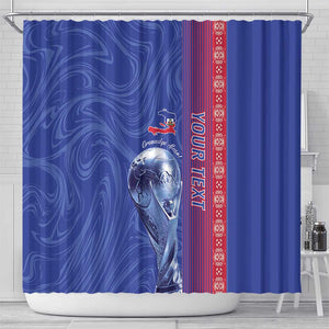 Custom Afro-Haiti Football Shower Curtain 2026 Grenadye Alaso Blue Version - African Pride