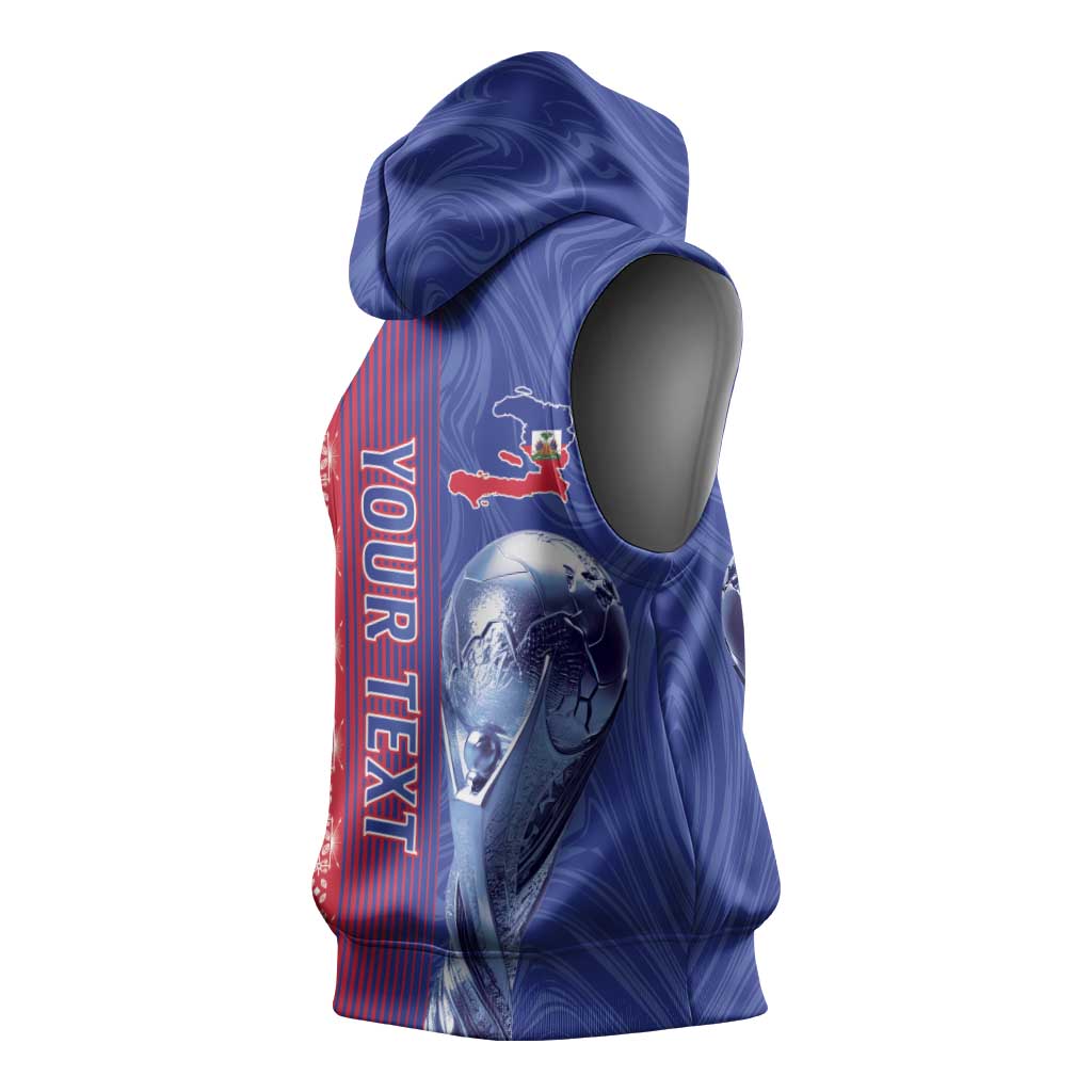 Custom Afro-Haiti Football Sleeveless Hoodie 2026 Grenadye Alaso Blue Version - African Pride