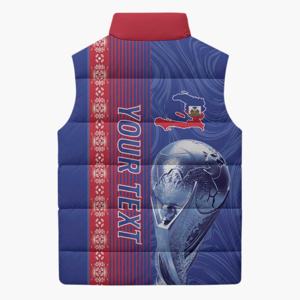 Custom Afro-Haiti Football Sleeveless Puffer Jacket 2026 Grenadye Alaso Blue Version - African Pride