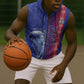 Custom Afro-Haiti Football Sleeveless Zip Hoodie 2026 Grenadye Alaso Blue Version - African Pride