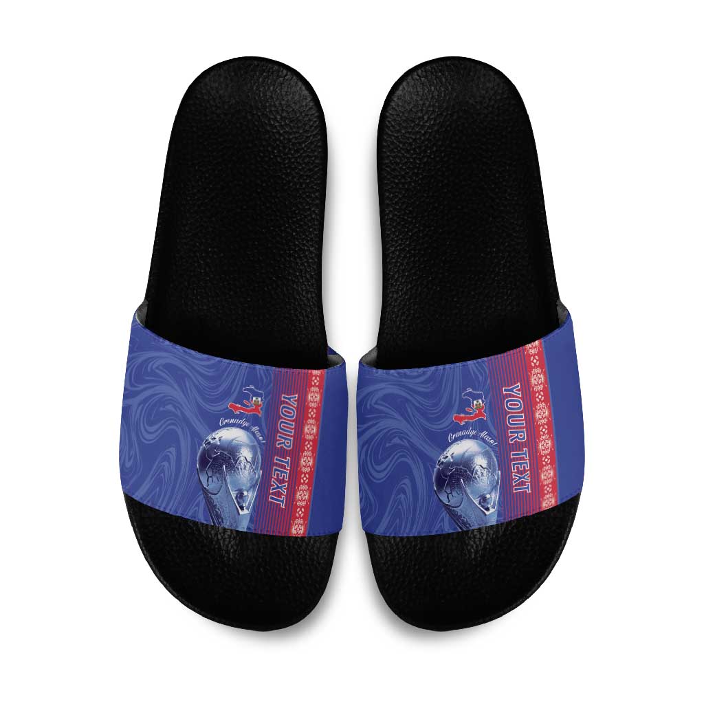 Custom Afro-Haiti Football Slide Sandals 2026 Grenadye Alaso Blue Version - African Pride