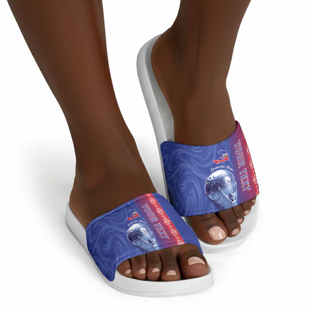 Custom Afro-Haiti Football Slide Sandals 2026 Grenadye Alaso Blue Version - African Pride