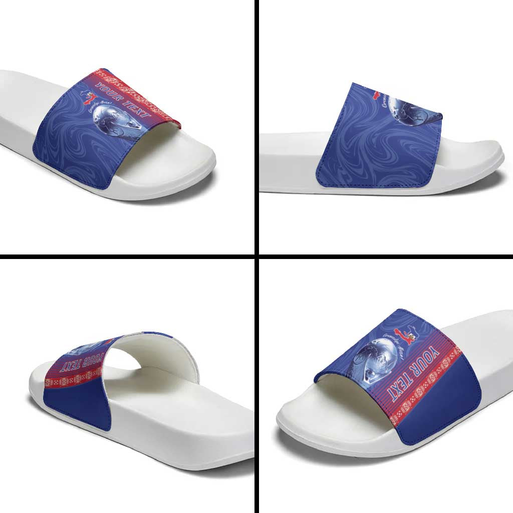 Custom Afro-Haiti Football Slide Sandals 2026 Grenadye Alaso Blue Version - African Pride