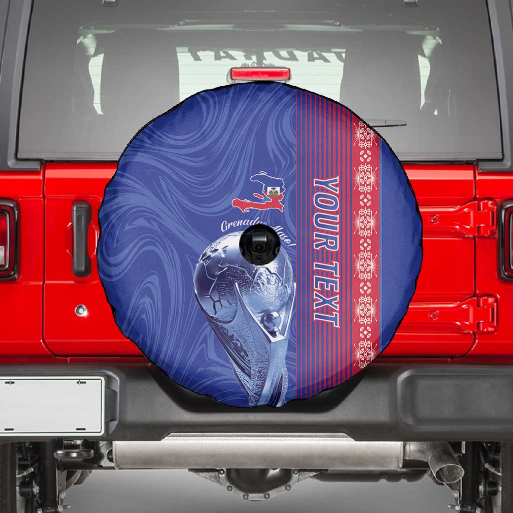 Custom Afro-Haiti Football Spare Tire Cover 2026 Grenadye Alaso Blue Version - African Pride