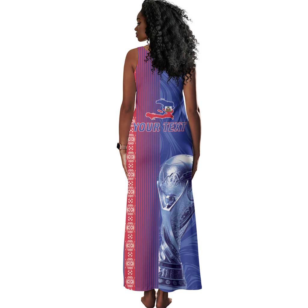 Custom Afro-Haiti Football Tank Maxi Dress 2026 Grenadye Alaso Blue Version - African Pride