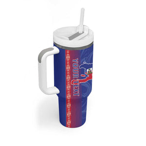 Custom Afro-Haiti Football Tumbler With Handle 2026 Grenadye Alaso Blue Version - African Pride