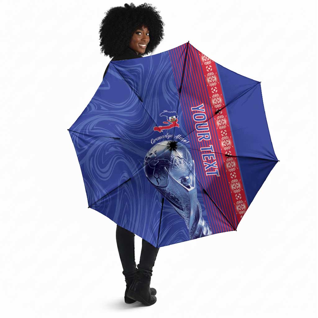 Custom Afro-Haiti Football Umbrella 2026 Grenadye Alaso Blue Version - African Pride