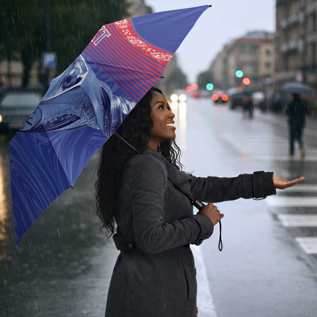 Custom Afro-Haiti Football Umbrella 2026 Grenadye Alaso Blue Version - African Pride