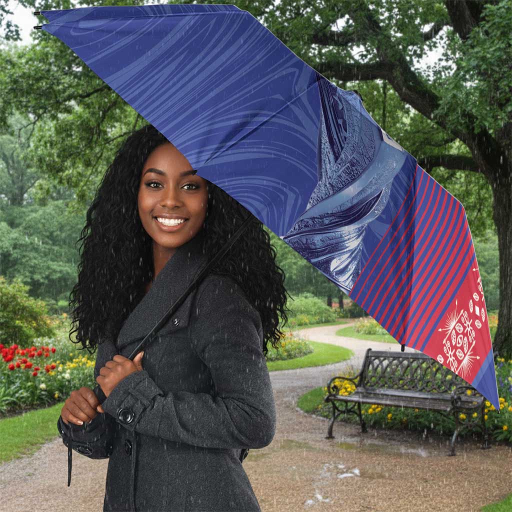 Custom Afro-Haiti Football Umbrella 2026 Grenadye Alaso Blue Version - African Pride