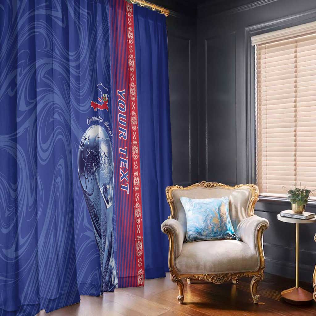 Custom Afro-Haiti Football Window Curtain 2026 Grenadye Alaso Blue Version - African Pride