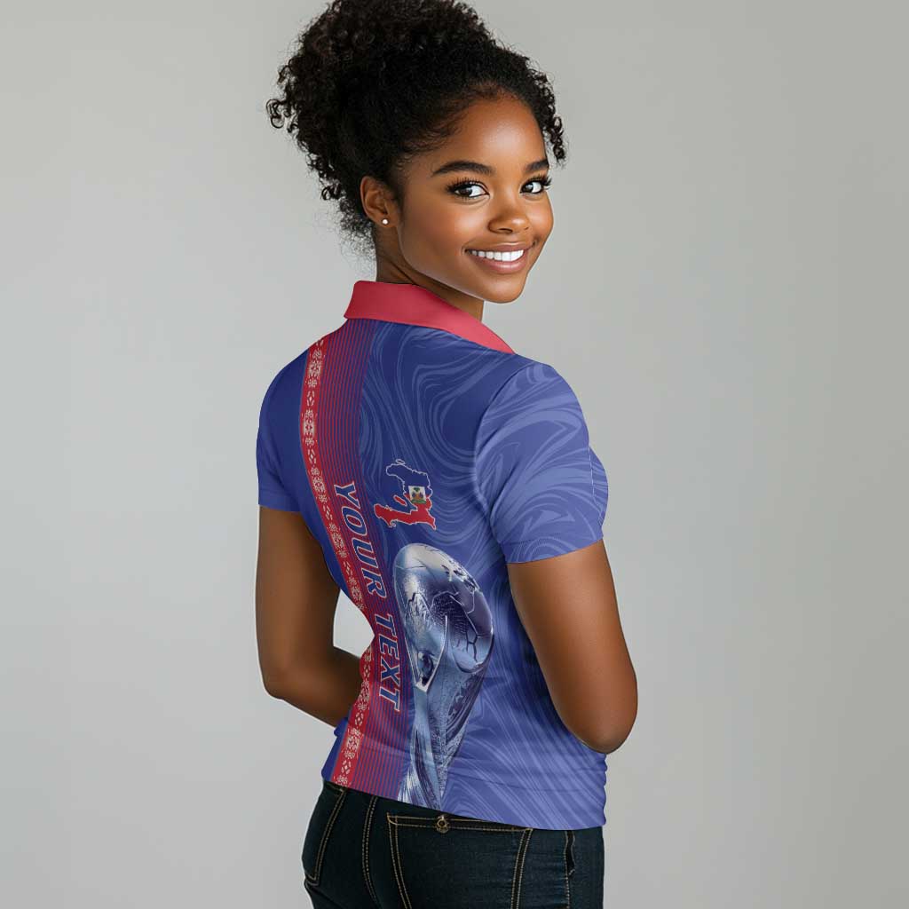 Custom Afro-Haiti Football Women Polo Shirt 2026 Grenadye Alaso Blue Version LT14