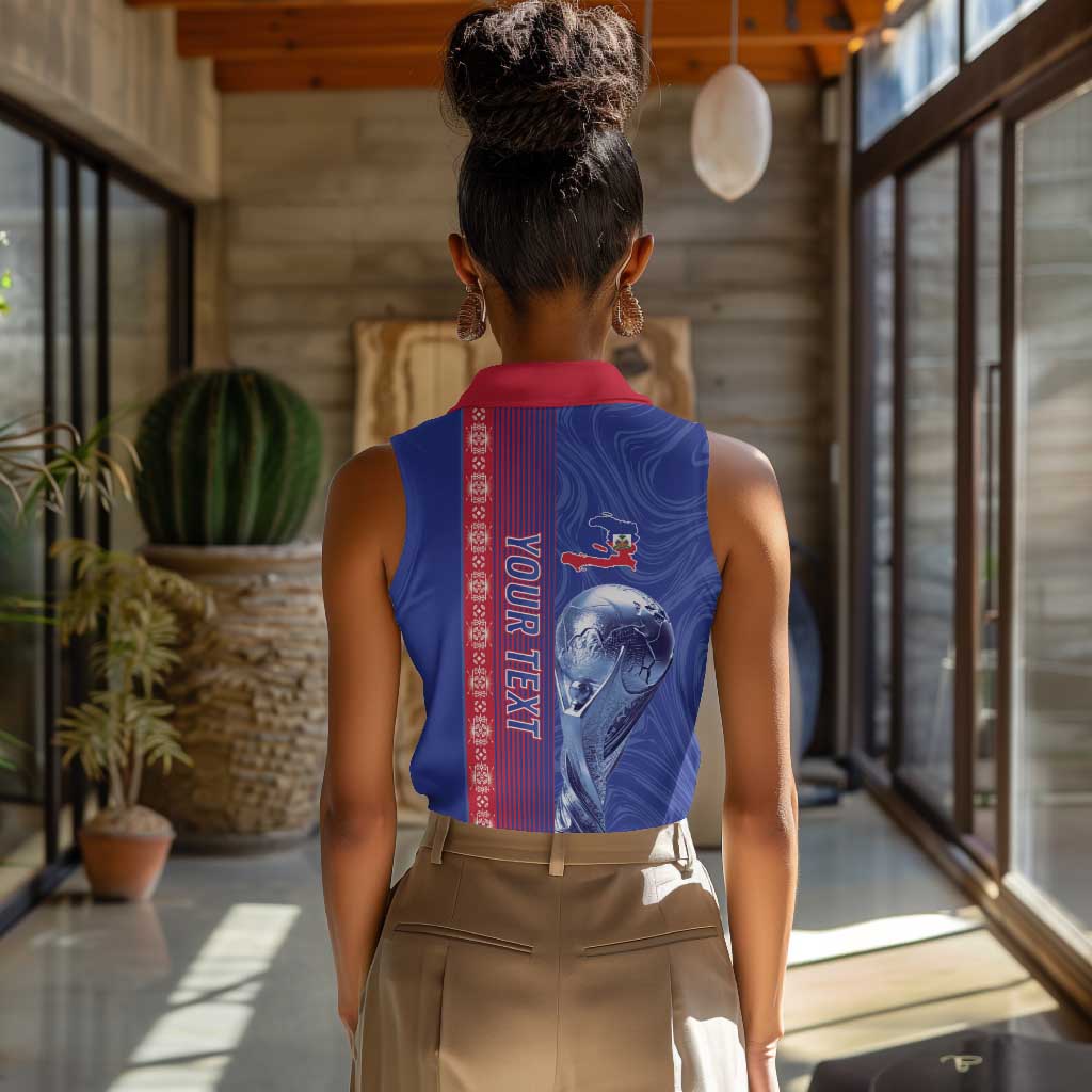 Custom Afro-Haiti Football Women Sleeveless Polo Shirt 2026 Grenadye Alaso Blue Version - African Pride