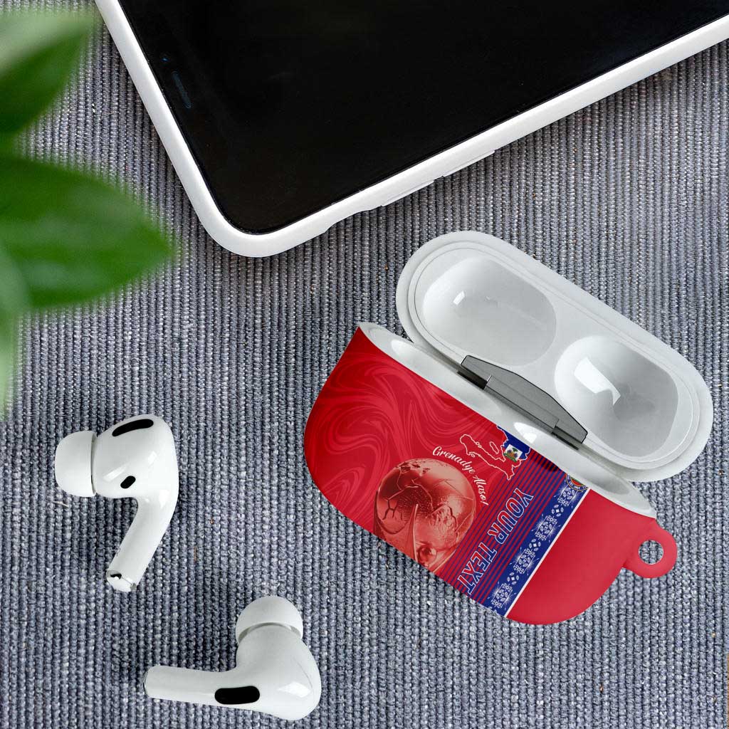 Custom Afro-Haiti Football AirPods Case 2026 Grenadye Alaso Red Version - African Pride