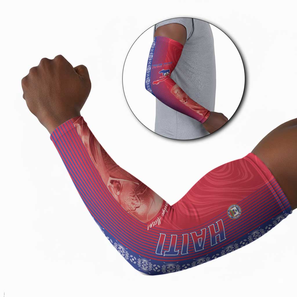 Custom Afro-Haiti Football Arm Sleeves 2026 Grenadye Alaso Red Version - African Pride