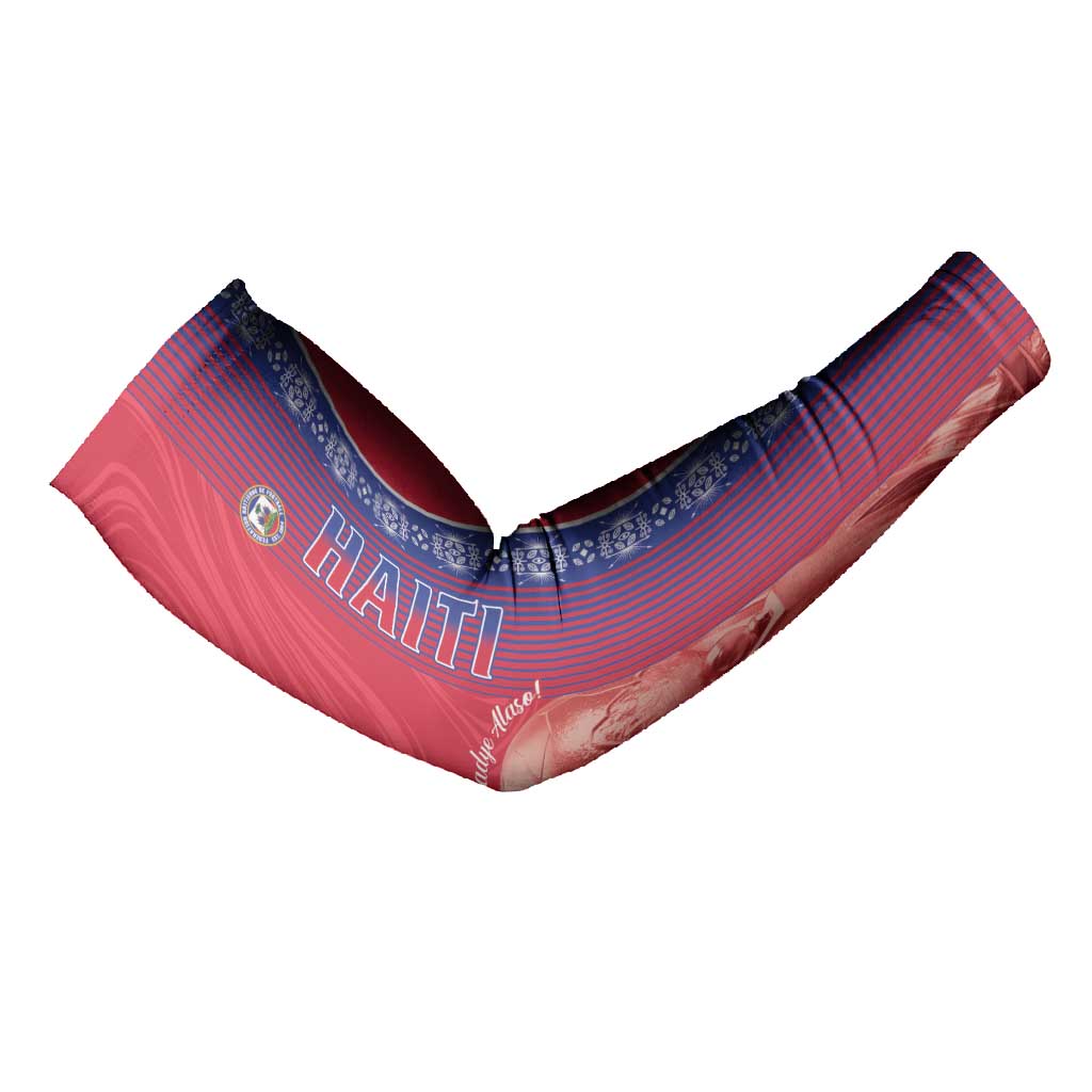 Custom Afro-Haiti Football Arm Sleeves 2026 Grenadye Alaso Red Version - African Pride