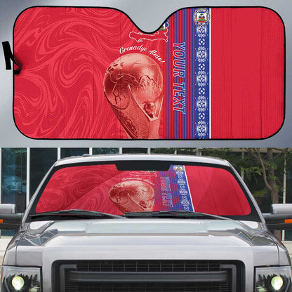 Custom Afro-Haiti Football Auto Sun Shade 2026 Grenadye Alaso Red Version - African Pride