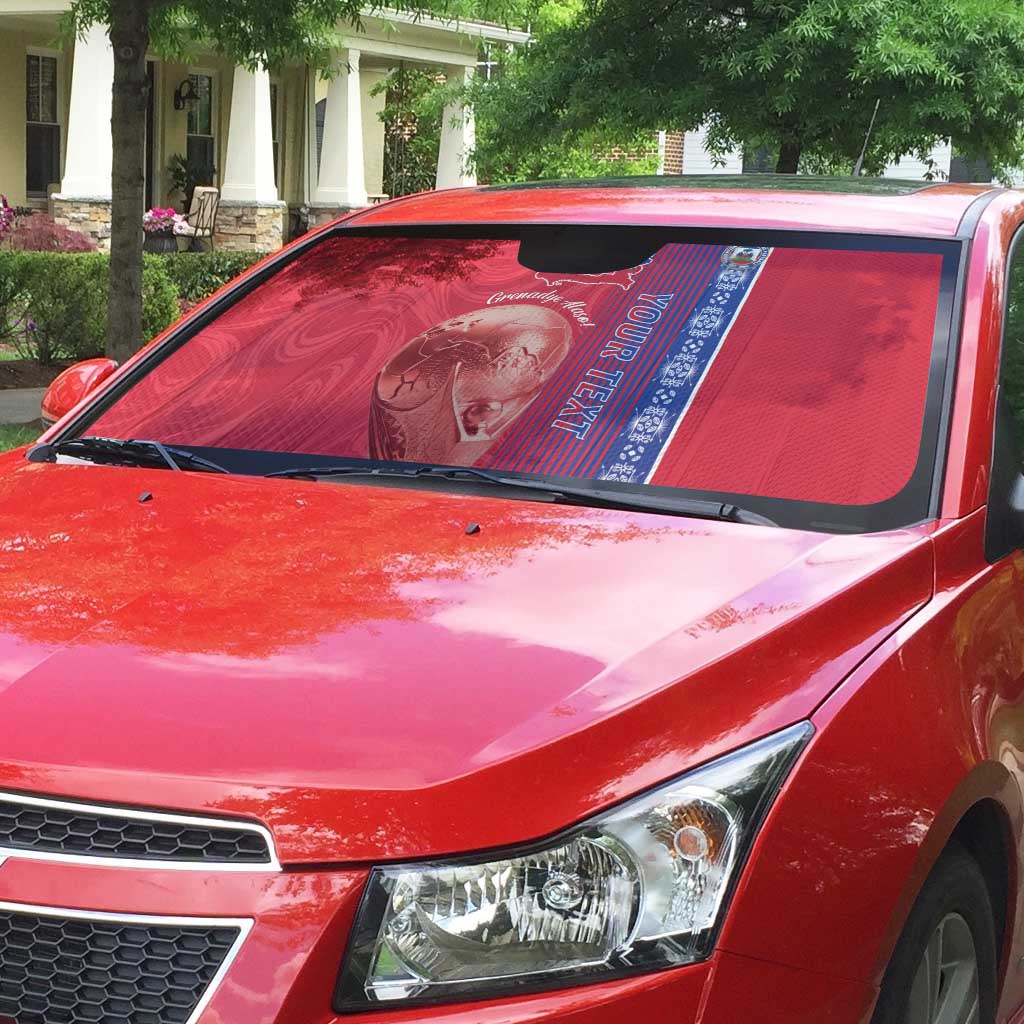 Custom Afro-Haiti Football Auto Sun Shade 2026 Grenadye Alaso Red Version - African Pride
