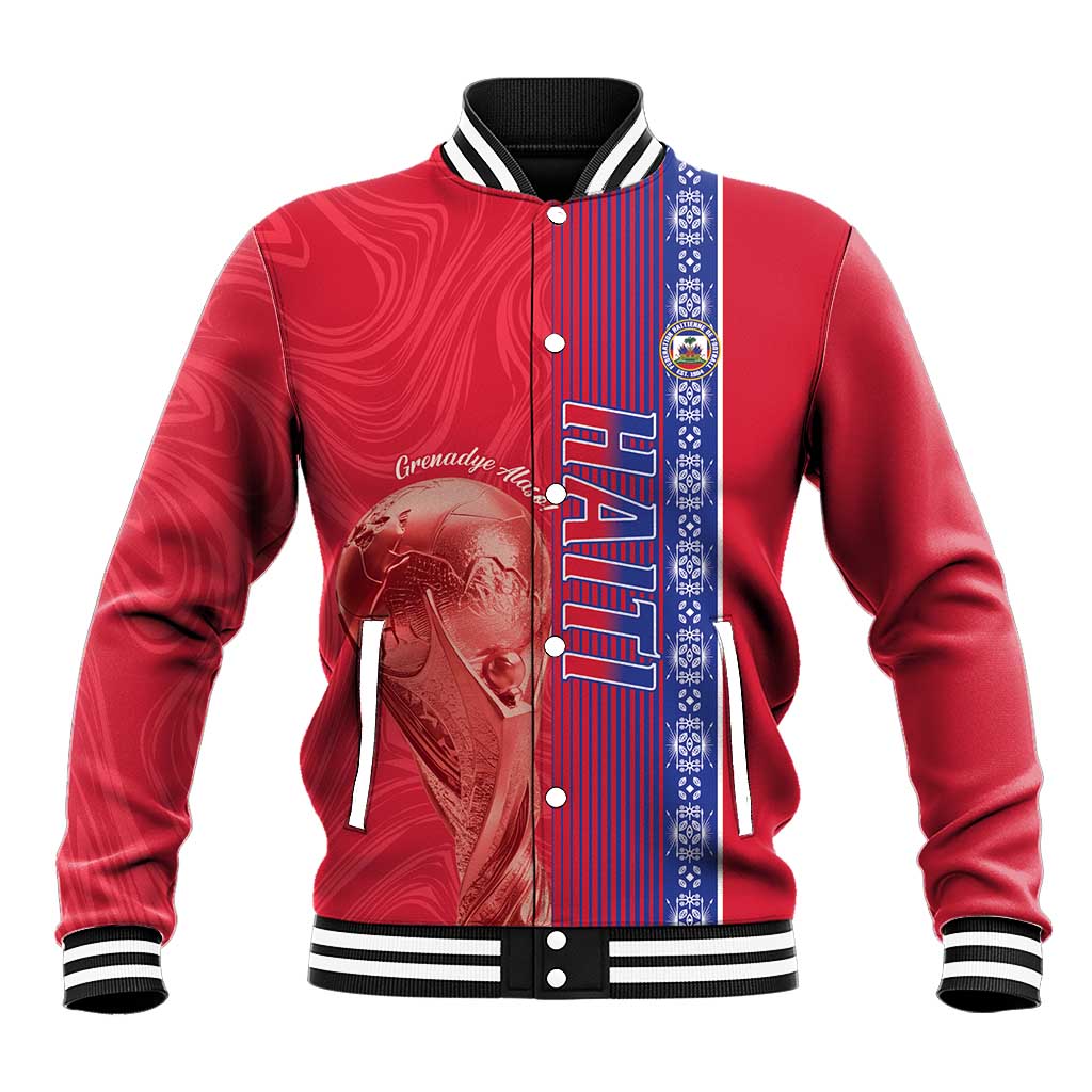 Custom Afro-Haiti Football Baseball Jacket 2026 Grenadye Alaso Red Version - African Pride