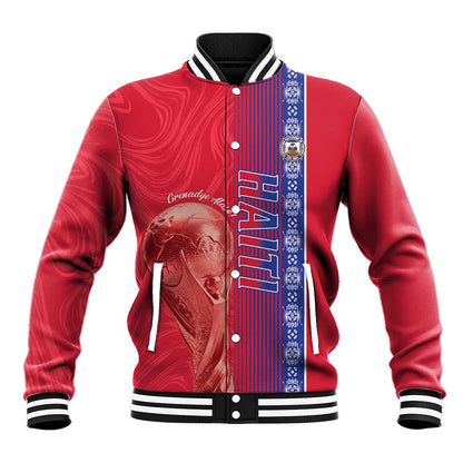 Custom Afro-Haiti Football Baseball Jacket 2026 Grenadye Alaso Red Version - African Pride