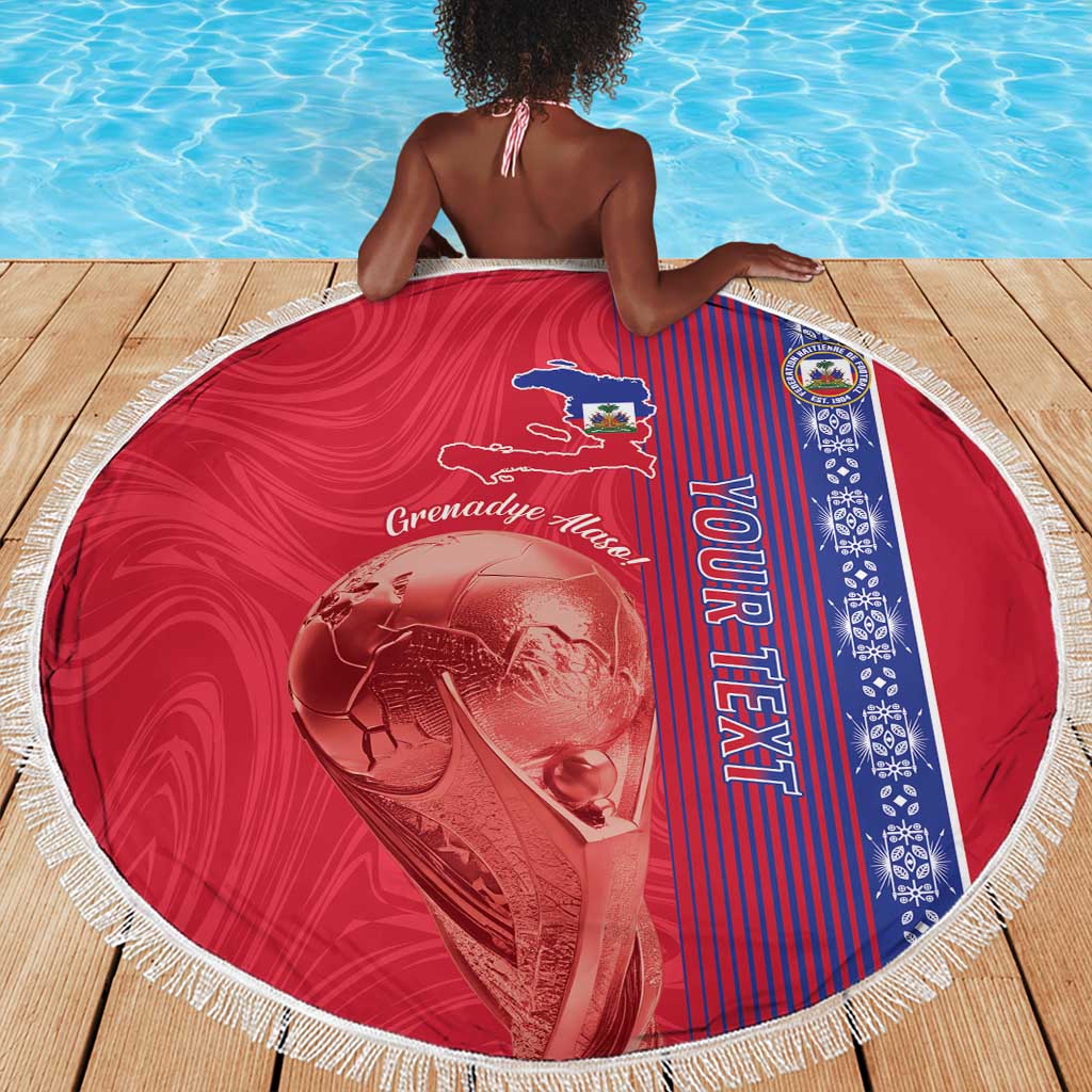 Custom Afro-Haiti Football Beach Blanket 2026 Grenadye Alaso Red Version - African Pride