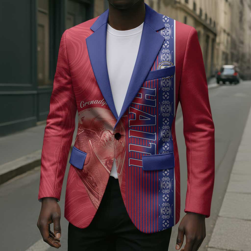Custom Afro-Haiti Football Blazer 2026 Grenadye Alaso Red Version - African Pride