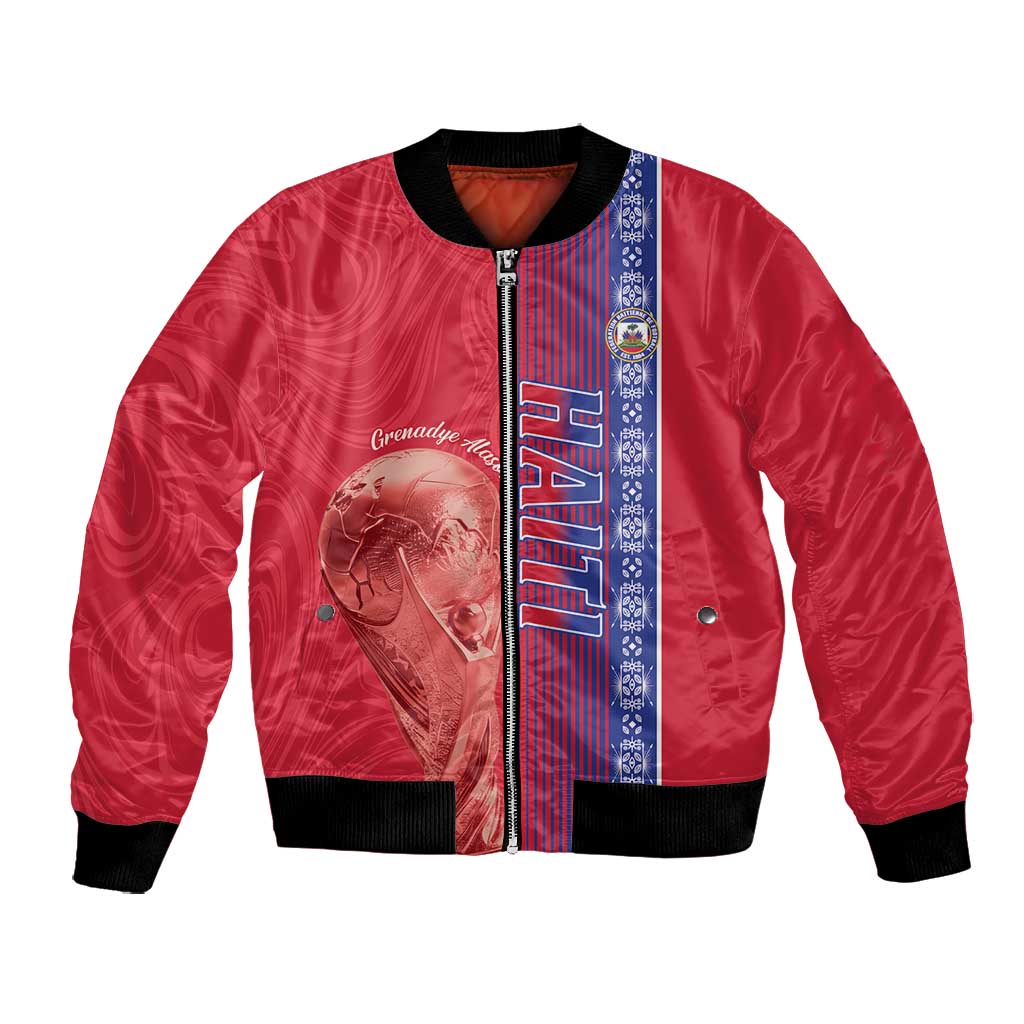 Custom Afro-Haiti Football Bomber Jacket 2026 Grenadye Alaso Red Version - African Pride