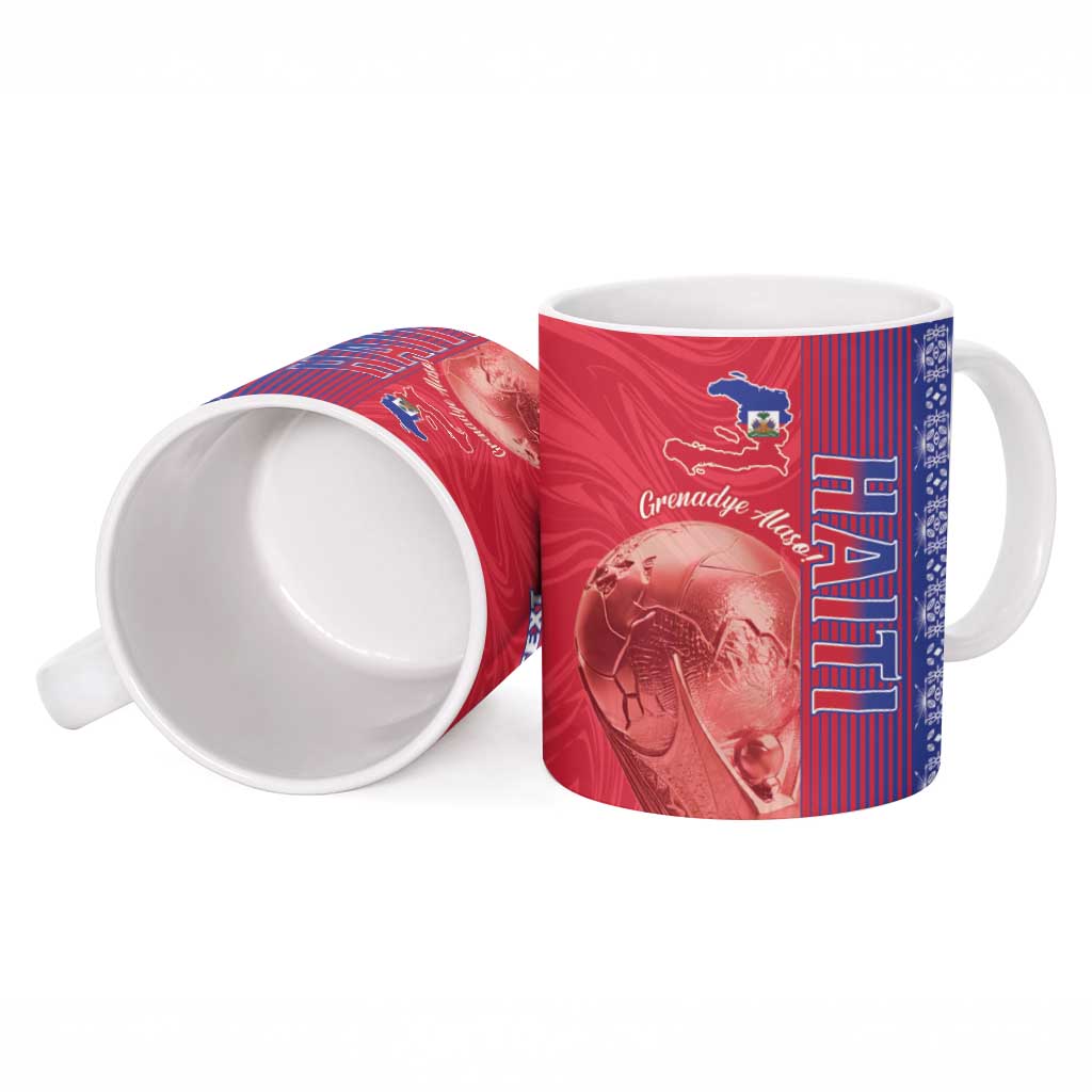 Custom Afro-Haiti Football Ceramic Mug 2026 Grenadye Alaso Red Version - African Pride
