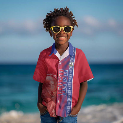 Custom Afro-Haiti Football Kid Hawaiian Shirt 2026 Grenadye Alaso Red Version LT14