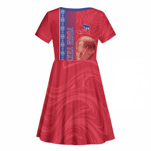 Custom Afro-Haiti Football Kid Short Sleeve Dress 2026 Grenadye Alaso Red Version LT14