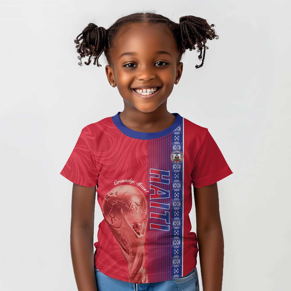 Custom Afro-Haiti Football Kid T shirt 2026 Grenadye Alaso Red Version LT14