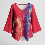 Custom Afro-Haiti Football Kimono Sleeve Blouse 2026 Grenadye Alaso Red Version - African Pride